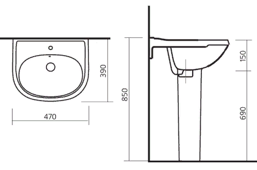 Umyvalnik podvesnoj SANITA Komfort 48 3