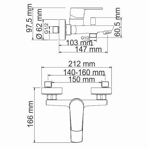 Smesitel' dlya vanny WasserKRAFT DILL 6101 2