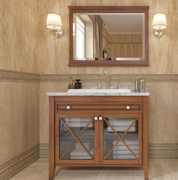 Bordyur nastennyj Kerasol Armonia Travertino Antico Sand Zocalo 2