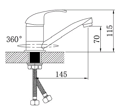 Smesitel dlya kuhni s korotkim izlivom POTATO P4504-2 2