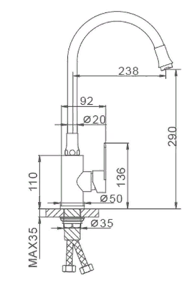 Smesitel dlya kuhni s gibkim izlivom FRAP F4448 2