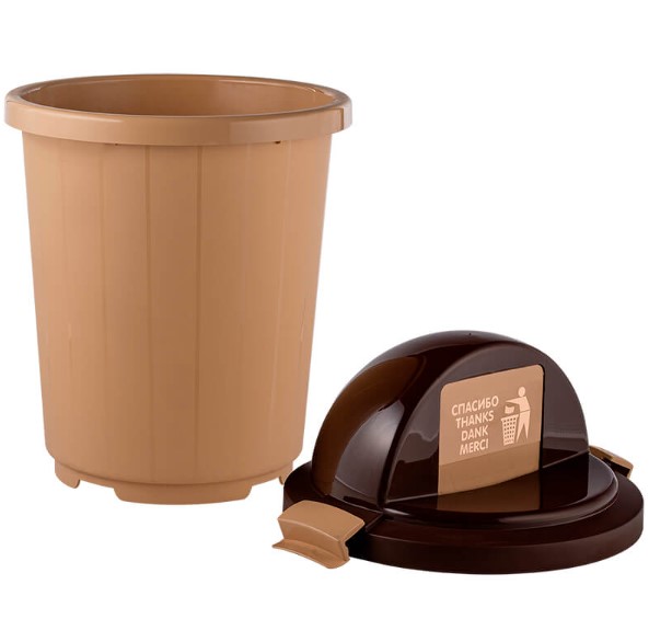 Bak 105l s kryshkoj i klavishej na kolesah bezhevyj 2