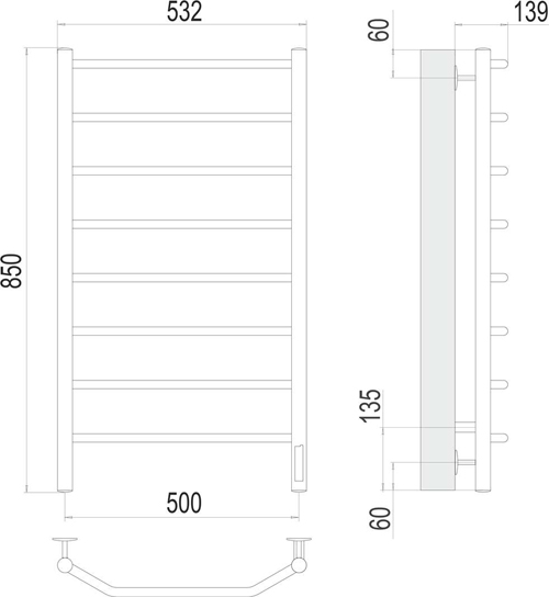 Polotencesushitel elektro vstroen dimmer 3