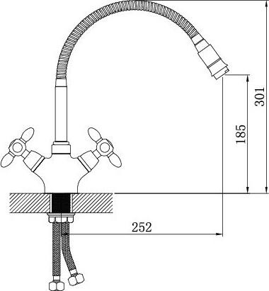 Smesitel dlya kuhni s gibkim izlivom POTATO P5860-7 2