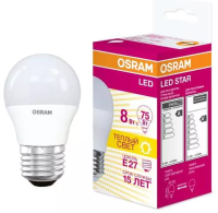 Lampa svetodiodnaya OSRAM 8Vt E27 806Lm 3000K matovaya shar 8W E27 P75 3000 OSRAM