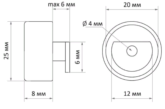 Zerkaloderzhatel d-25mm matovyj nikel (4sht) 3