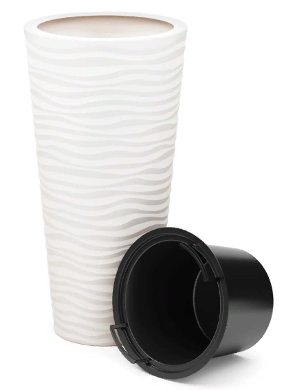 Kashpo napolnoe 63l so vstavkoj 13l Oazis beloe 1