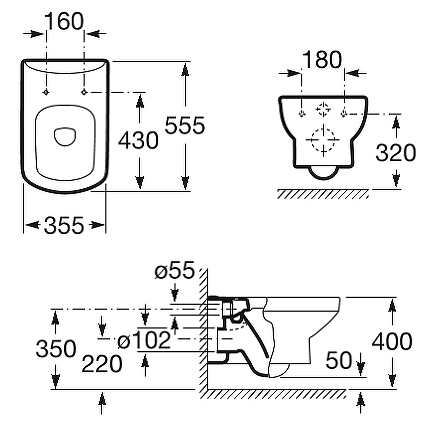 Unitaz podvesnoj s sideniem mikrolift ROCA DAMA SENSO 2