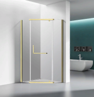 Dushevoe ograzhdenie prozrachnoe steklo 6mm Veconi RV36G-90-01-5C brashirovannoe zoloto 1