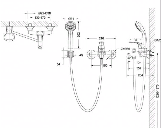 Smesitel dlya vanny dusha BRAVAT FIT F6135188CP-B-RUS 2