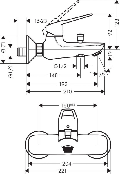 Smesitel dlya vanny HANSGROHE NOVUS LOOP 71340000 2