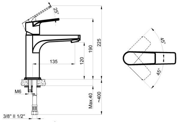 Smesitel dlya rakoviny AZARIO TREYA hrom 2