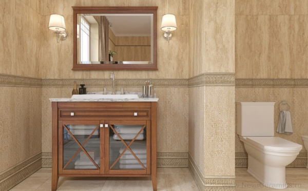 Bordyur nastennyj Kerasol Armonia Travertino Antico Sand Zocalo 2