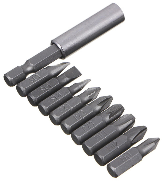 Nabor bit + udlinitel-adapter 601-049 Ermak (10pr) 1