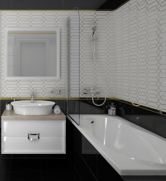 Dekor Laparet Simple belyj 25h75 2