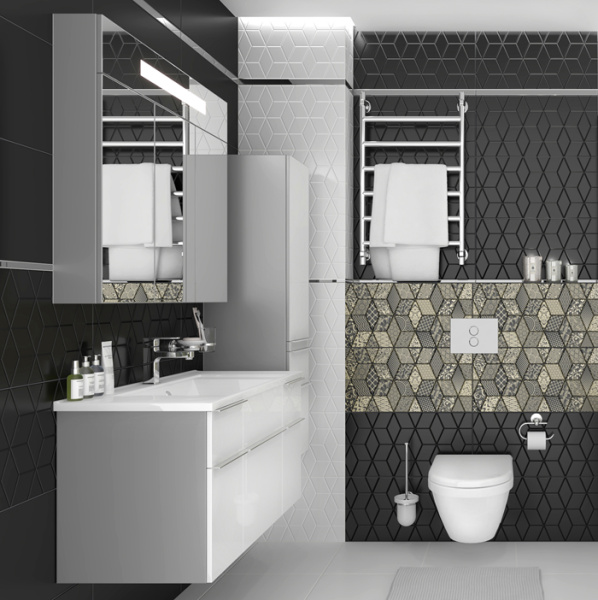 Plitka nastennaya Laparet Tabu chyornyj rel'ef 30h60 2