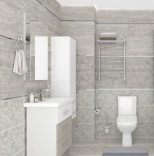 Plitka nastennaya Laparet Echo seryj rel'ef 30h60 2