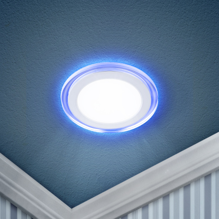 Panel svetodiodnaya ERA 6Vt 4000K s sinej podsvetkoj LED 3-6 BL 2