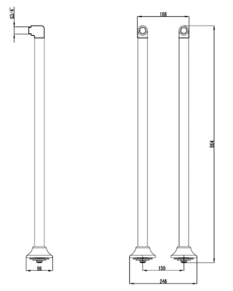 Komplekt kolonn dlya ustanovki smesitelya 2