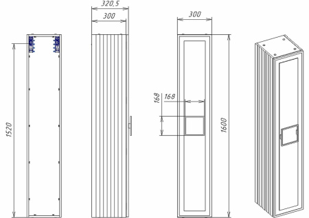 Penal podvesnoj 30sm LA FENICE Cubo Gridgio seryj 2
