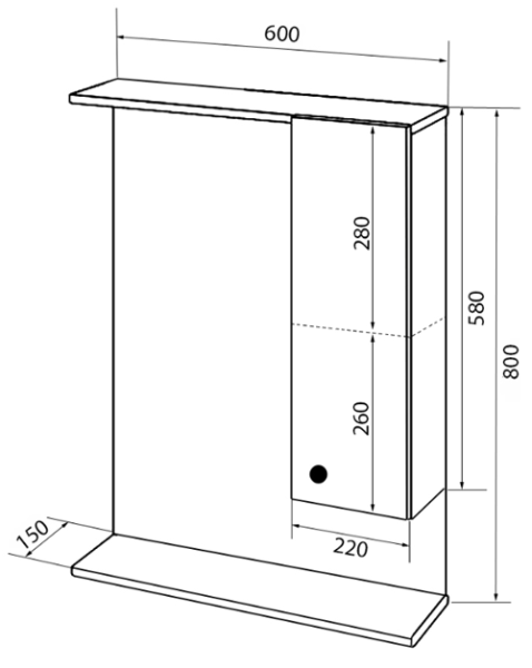 Zerkalo-shkaf s polkoj pravyj 2