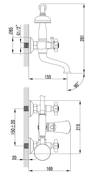Smesitel' dlya vanny LEMARK Vintage LM2812V 2