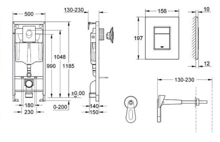 Installyaciya s knopkoj kvadratnoj 38772001 Rapid SL GROHE 2