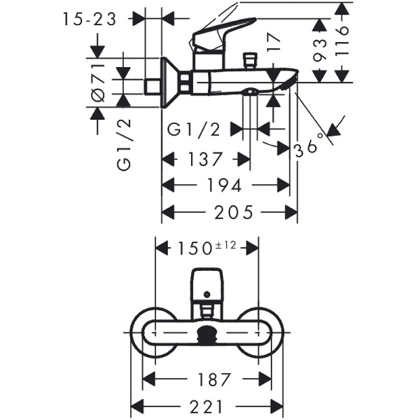 Smesitel dlya vanny HANSGROHE LOGIS 71400000 2