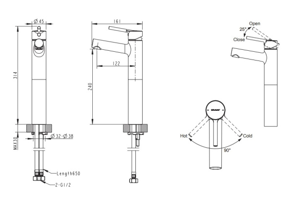 Smesitel dlya rakoviny BRAVAT PALACE 2