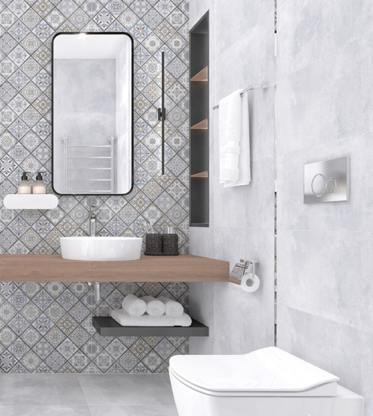 Plitka nastennaya Laparet Etnis mozaika seryj 2