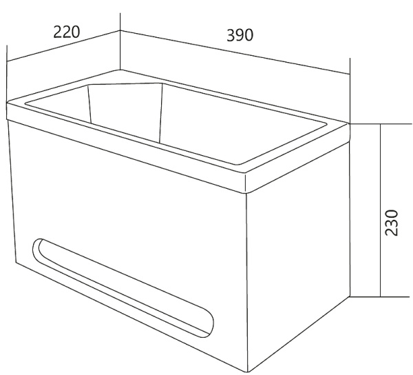 Panel s rakovinoj 1MARKA podvesnaya Tiny XS MINI L 39 sm Belaya 2