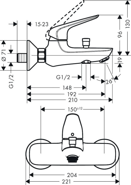 Smesitel dlya vanny HANSGROHE NOVUS 71040000 2