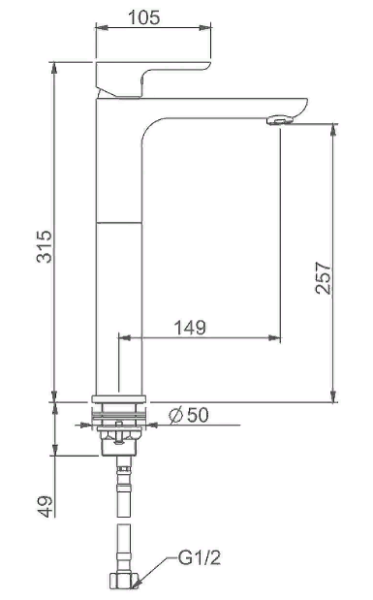 Smesitel dlya rakoviny vysokij G1048-2 Gappo 2