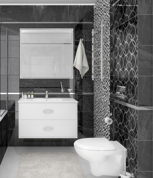 Plitka nastennaya Laparet Crystal chyornyj 30h60 2