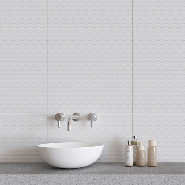 Plitka nastennaya Creto Pastel Waffle white 2