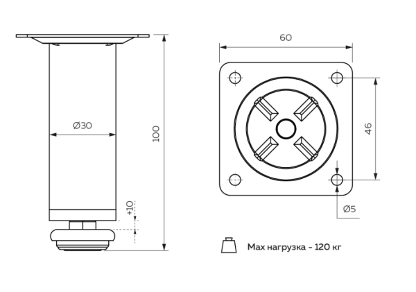 Opora mebelnaya N0010-100 2