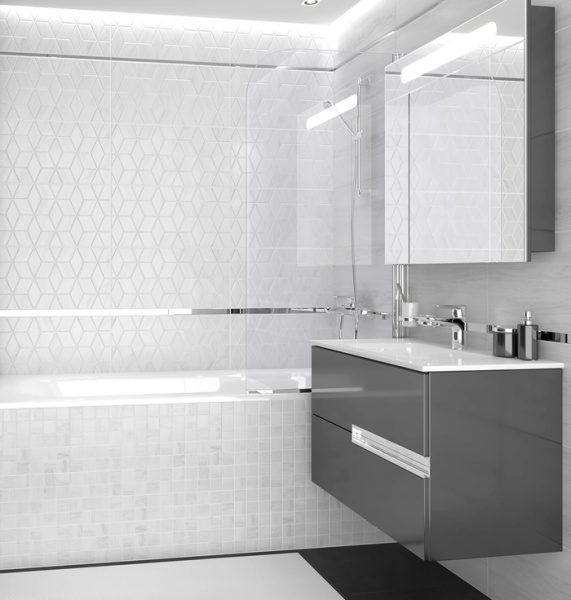 Plitka nastennaya Laparet Forest belyj rel'ef 30h60 2