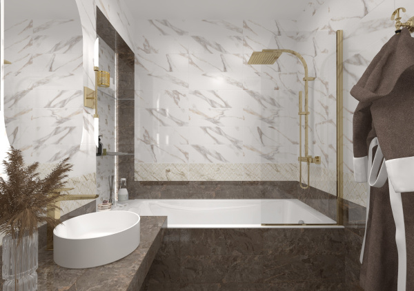 Dekor nastennyj EM-TILE Valente Deco Art Gold 2