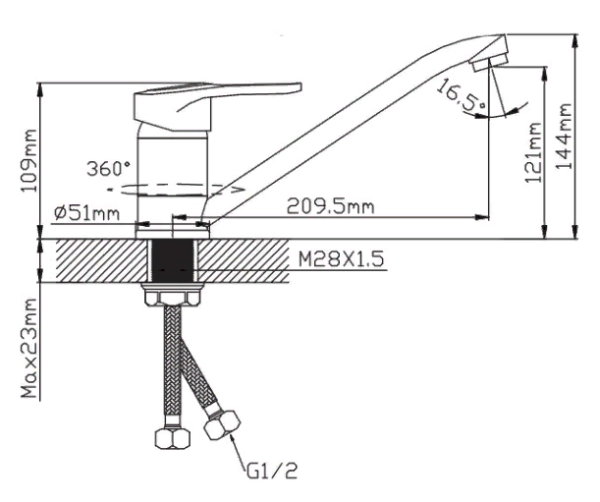 Smesitel dlya kuhni s dlinnym izlivom POTATO P4925 2