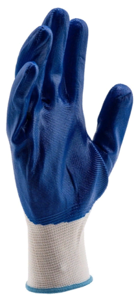 Perchatki poliefirnye s sinim nitril'nym pokrytiem 2