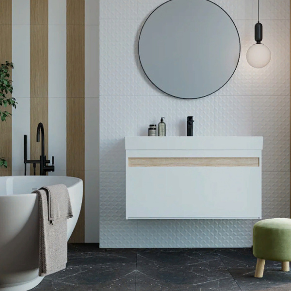 Plitka nastennaya Creto Lili Waffle snow 2