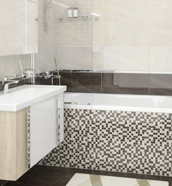 Mozaika Laparet Crystal chyornyj+belyj 30h30 2