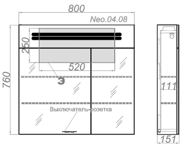 Zerkalo-shkaf AQWELLA Neo 2 Zerkalo-shkaf AQWELLA Neo 2