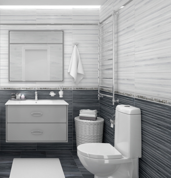 Plitka nastennaya Laparet Zen poloski belyj 2