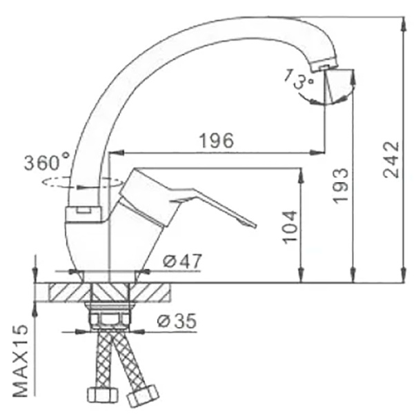 Smesitel dlya kuhni FRAP F4163-2 2