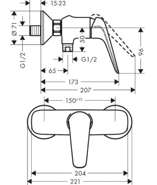 Smesitel dlya dusha HANSGROHE NOVUS 71060000 2 Smesitel dlya dusha HANSGROHE NOVUS 71060000 2