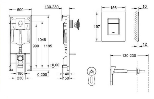 Installyaciya s knopkoj kvadratnoj 38772001 Rapid SL GROHE 2
