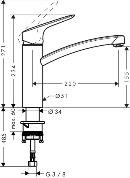 Smesitel dlya kuhni HANSGROHE LOGIS 71832000 2
