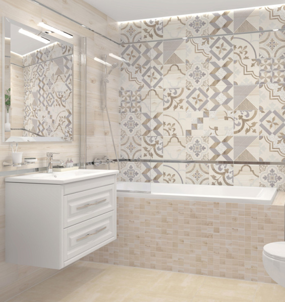 Plitka nastennaya Laparet Woody seryj uzor 25h75 2