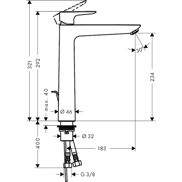 Smesitel dlya rakoviny HANSGROHE Talis E 240 71716000 2